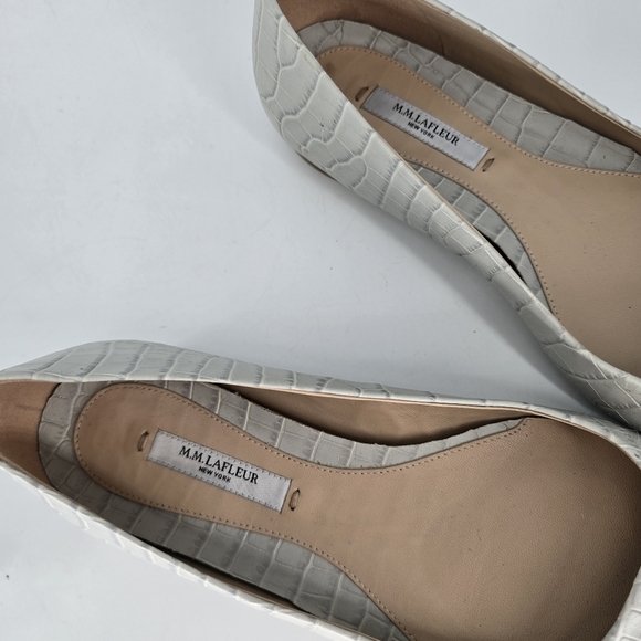 M.M.LAFLEUR The Rowan Flat embossed croc pointy toe grey size 37 - Picture 8 of 8